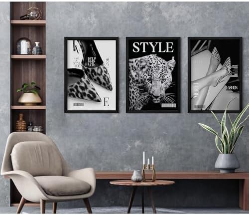 Black Leopard Wall Art Y2k Cheetah Canvas Wall Decor Fashion Trendy Posters - Image 5
