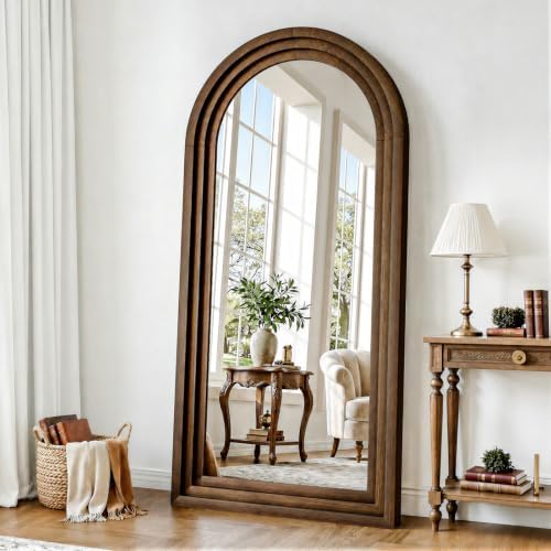35"x78" Full Length Mirror Solid Wood Frame, Arched Floor Mirror Full Length - Image 6