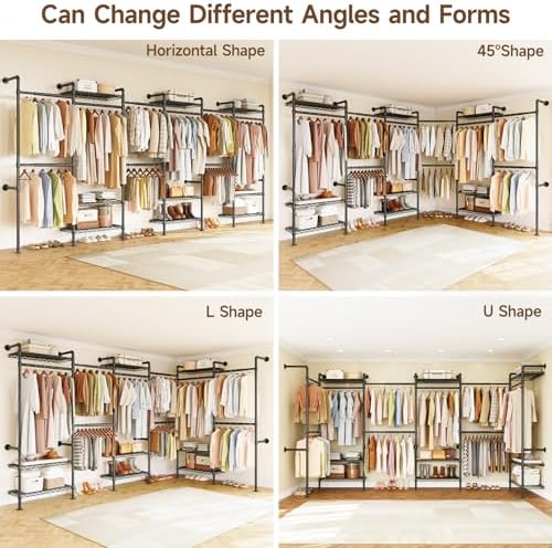 ONBRILL H6 Wall Mounted Closet System, Industrial Pipe Clothes Rack - Image 4
