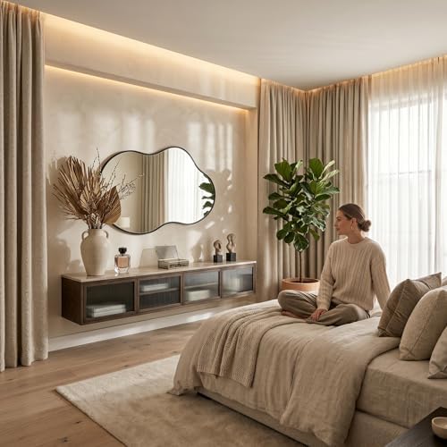 Irregular Asymmetrical Wall Mirror 26x48 Inches Decorative Tempered Glass - Image 3