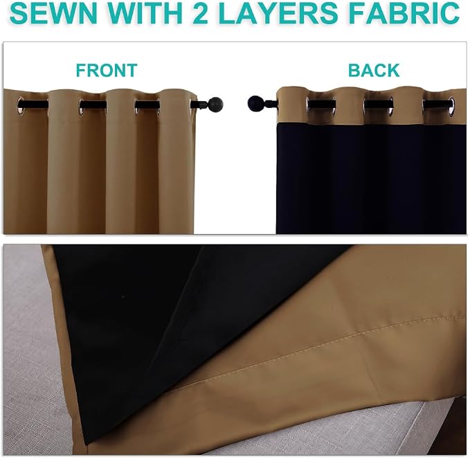 NICETOWN Blackout Curtains 84 inches Long, 2 Pieces, Full Light Blocking Drapes - Image 5