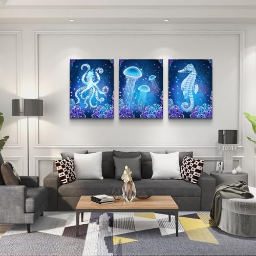Lapremoly Blue Ocean Animal Seascape Canvas Prints Wall Art Paintings - Image 2