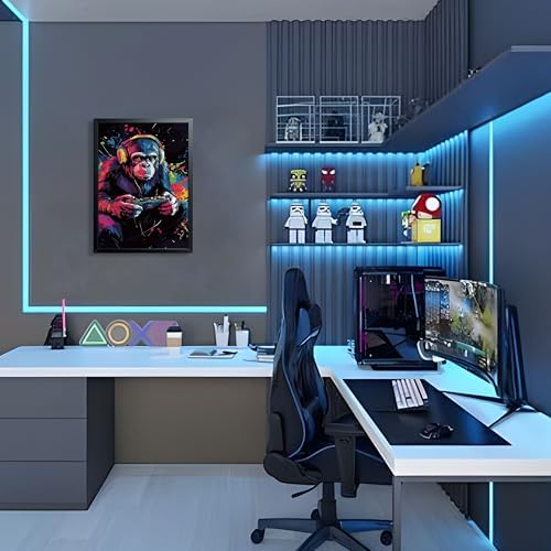 Gamer Monkey Wall Art, Gorilla Playing Video Game - Image 2