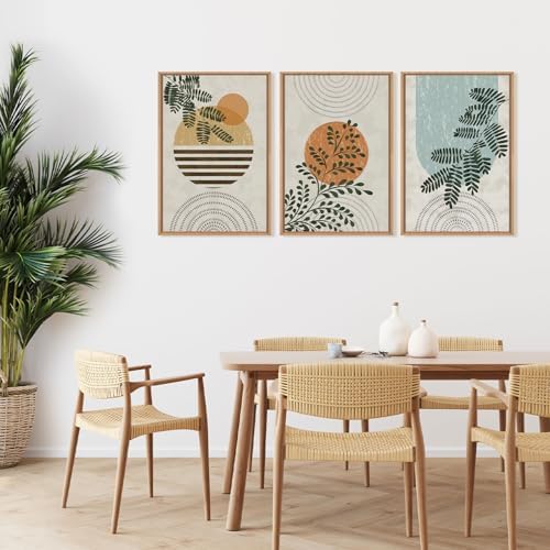 FWIEXA Framed Boho Canvas Wall Art Set, Sage Green Botanical Pictures Wall Decor - Image 5