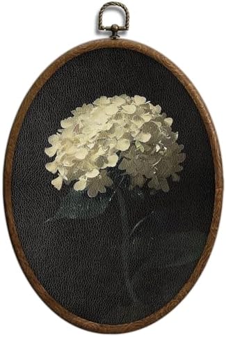 Vintage White Hydrangea Oval Wall Art, Spring Floral Flowers Oval Framed Wall by Unknown
