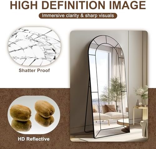 Delma Arched Window Pane Full Length Mirror, Window Mirror - Image 3