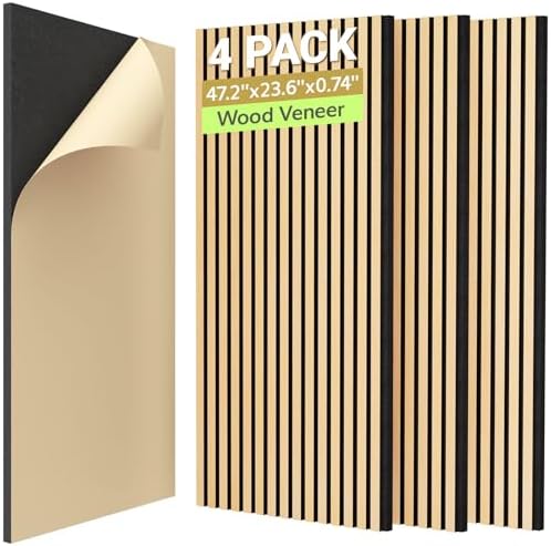 TONOR Dual-Layer Thickened Acoustic Wood Wall Panels, Self Adhesive, 4 Pack by TONOR