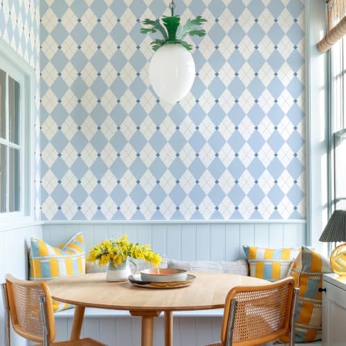 Simon&Siff Retro Checkered Peel and Stick Wallpaper Light Blue and White by SimonSiff