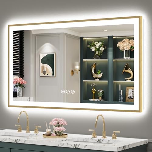 50x30 Gold LED Bathroom Mirror by Awandee