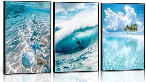 JWDXNOOK 3pcs Blue Ocean Canvas Prints Wall Art 12x16 inches by Unknown