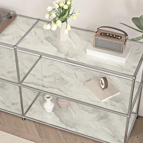 Glossy Silver/Beige Marble Countertop Contact Paper 24''x118'' Shiny Peel and - Image 6