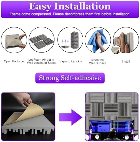 TroyStudio Self-adhesive Acoustic Foam Panels, Dense Soundproof Padding Tile - Image 6
