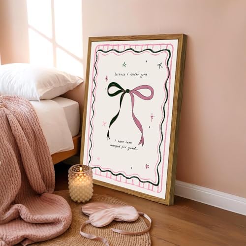 Framed Pink Bow Wall Art, Coquette Preppy Canvas Wall Decor Pictures, Trendy - Image 3