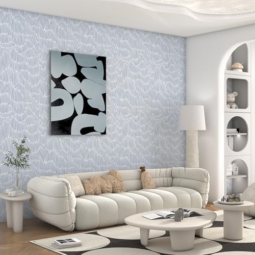 Theper Blue Peel and Stick Wallpaper Boho Striped Contact Paper 17.3"×787" - Image 4
