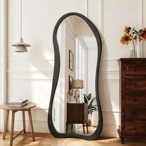 AAZZKANG Mirror Full Length Black Large Irregular Wood Framed Wall Mirrors by AAZZKANG