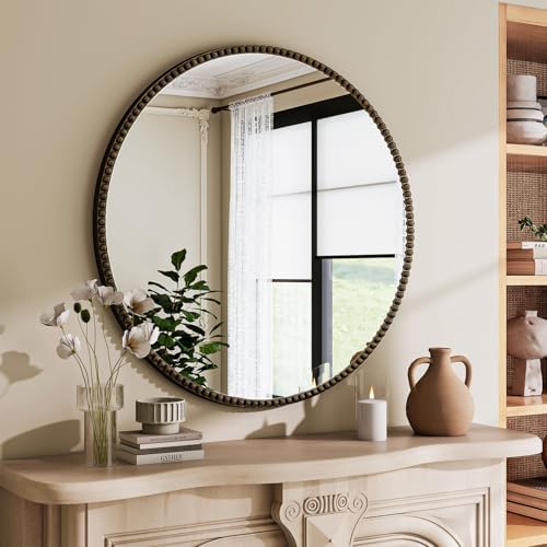 Vintage Round Mirror, 36 Inch Wall-Mounted by VETROVUE