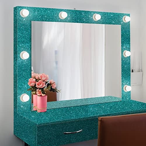 VEELIKE 15.7''x118'' Teal Green Glitter Wallpaper Stick and Peel Sparkle - Image 2