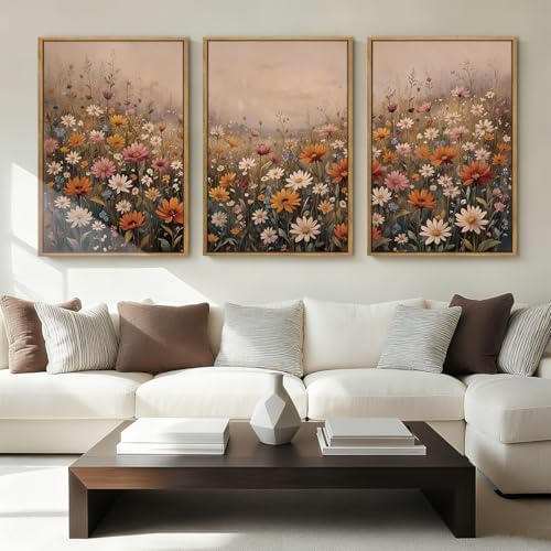 IARTTOP Extra Large Wildflower Framed Wall Art 24x36 Inch Set of 3 Vintage by IARTTOP