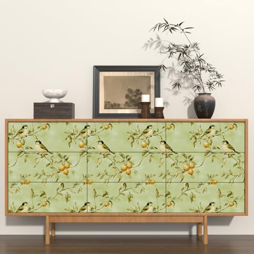 Laatse Vintage Green Bird Floral Botanical Wallpaper 17.5"x393" - Image 4