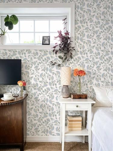 Floral Peel and Stick Wallpaper Blue Contact Paper Morden Cottage 197×17.3" | - Image 3