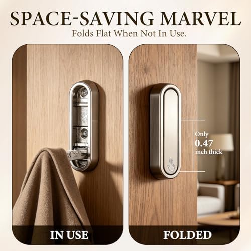 Foldable Wall Hooks, 2 Pack Silver Heavy Duty Coat Hooks, Screw Mounted - Image 4