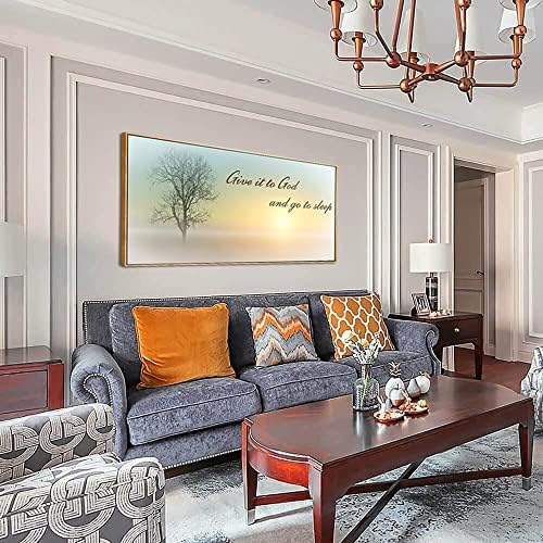 Lasdel Natural Extra Framed Canvas Wall Art of Misty Sunset & Tree Plant Picture - Image 3