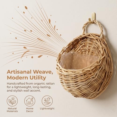 DOITOOL Willow Wall Basket, Semi Circular Baskets, Boho Flower Holder, Wall - Image 6
