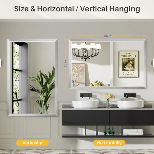 Briivue Bathroom Wall Mirror, 55x30 Inch - Image 5