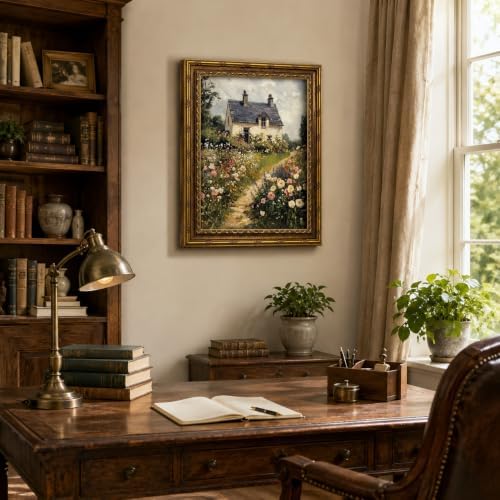 3D Textured Canvas Wall Art Vintage Carved Gold Frame Vintage Country Farmhouse - Image 3