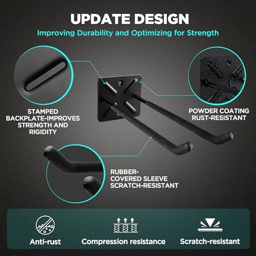 Nacial Garage Wall Hangers, Heavy Duty Ladder Hooks, 12.4 Inch 2 Pack - Image 4