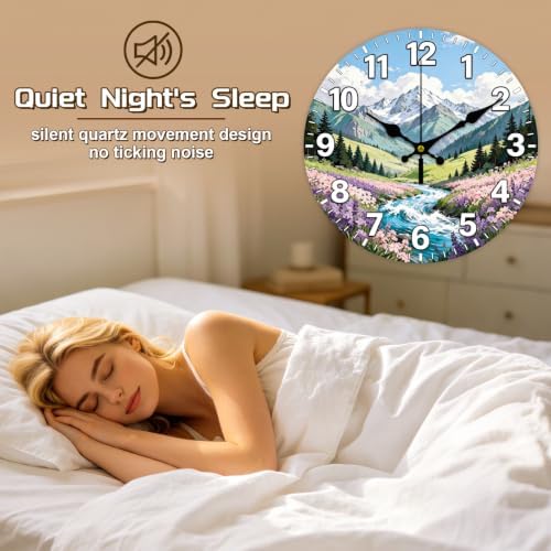Rustic Scenery Wall Clock Silent Non-Ticking 12" - Image 4