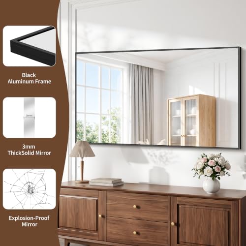DESBING Black Bathroom Mirror for Wall, 30x50 Inch Rectangle Mirrors - Image 5