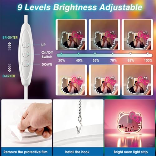 GALLIA Anime Hello Kit Mirror Vanity, Neon Mirror - Image 3