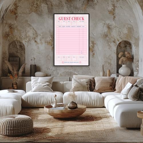 Pink Blank Guest Check Poster Trendy Retro Art Print Vintage Style Wall Art - Image 5