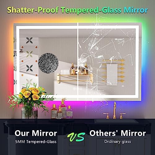 55x36 LED Bathroom Mirror with Lights, RGB Backlit Lighted Mirror - Image 6