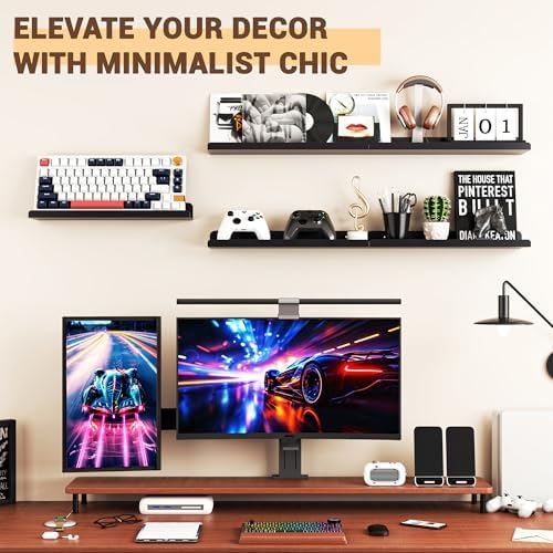 Qukaka 15" Floating Shelves for Wall, 3 Pack Pure Black Display Ledges - Image 2