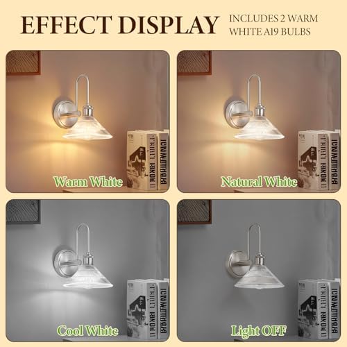 Wall Sconces Set of Two, Nickel Sconces Wall Decor - Image 2