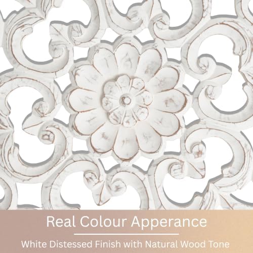 JFY Designs Varinia Hand Carved Wood Medallion Wall Panels Bedroom Décor - Image 6