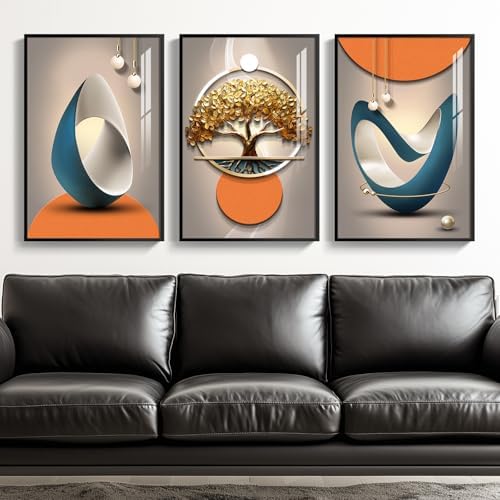 Black Framed Modern Luxury Wall Art, 3 Piece 16x24 In by Cuspin
