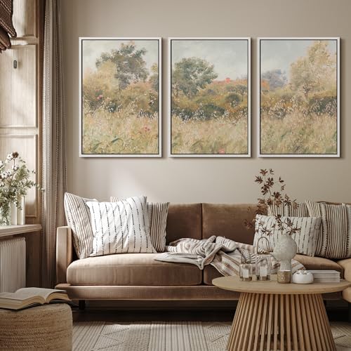 MUDECOR Framed Wall Art Print Set Pastoral Meadow and Tree Landscape - Image 4