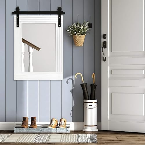 AAZZKANG White Wood Framed Mirror Rectangle Farmhouse Wall Mirrors Decor - Image 7