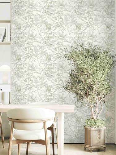 Dimoon 197"x17.3" Green Beige Floral Peel and Stick Wallpaper Vintage French - Image 7