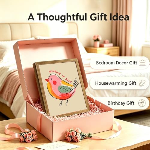 Framed Funny Bird Wall Art Winging It Canvas Picture Boho Wall Decor - Image 5