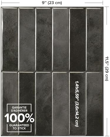 Smart Tiles Peel and Stick backsplash, Stacked Graphite Black - Image 4
