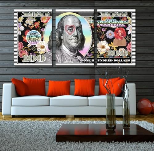 Yatsen Bridge Money Wall Art 3 Panels 100 Dollar Bill Pictures Wall Decor - Image 2