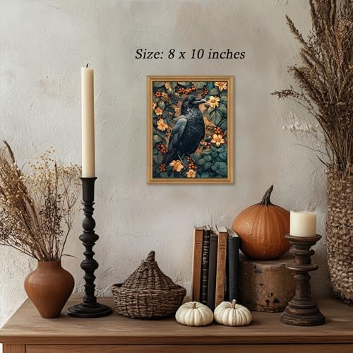 ICHZUMW Framed William Morris Raven Dark Academia Canvas Wall Art 8x10 In - Image 3