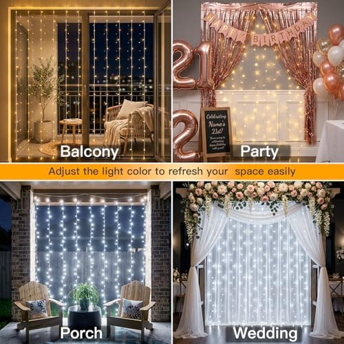 suddus Color Changing Curtain Lights, 200 Led Hanging Lights Outdoor, Fairy - Image 4