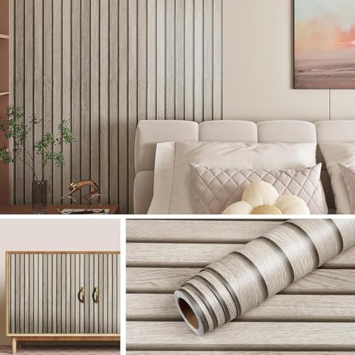Livelynine Wood Slat Wallpaper Peel and Stick Accent Wall 15.8x78.8 Wooden by Livelynine