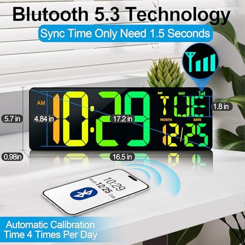 17.2" Large Digital Wall Clock - Image 2