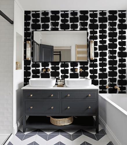 Safiyya Peel and Stick Wallpaper Black and White Contact Paper Mid Century - Image 5